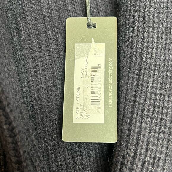 NWT Slate & Stone Arthur Navy Shawl Collar Knit Wool Blend Cardigan Size XLarge - Picture 11 of 11